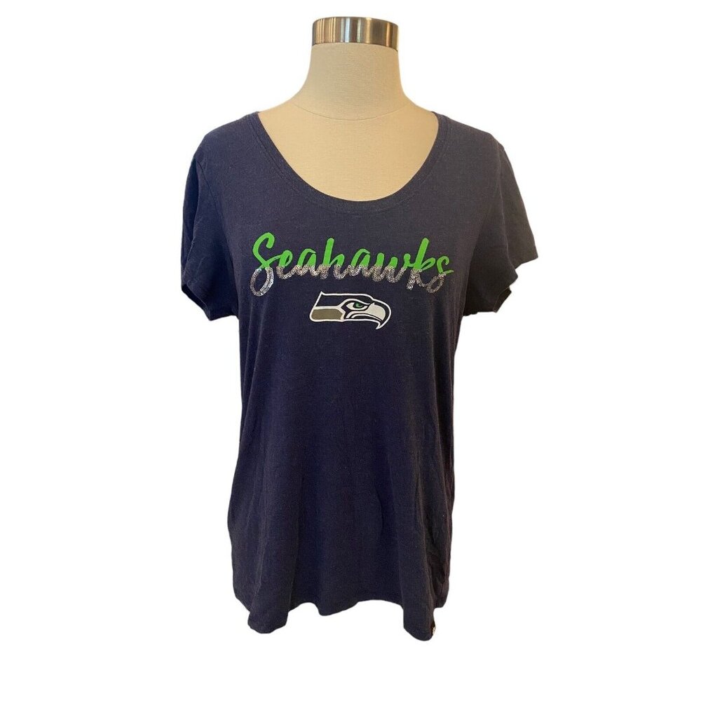 47 Brand Seattle Seahawks SS Shirt NFL Football Womens  Glitter Size Large